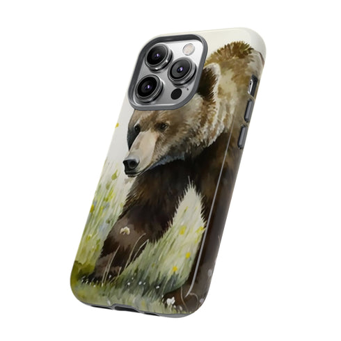 Grizzly Bear in a Field - Impact Resistant Phone Case